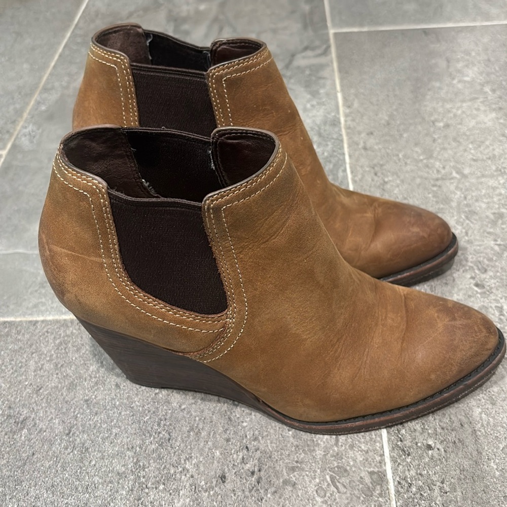Cole Haan Shoes Womens Size 8 Brown Leather Balthasar Wedge Ankle Booties *Read*